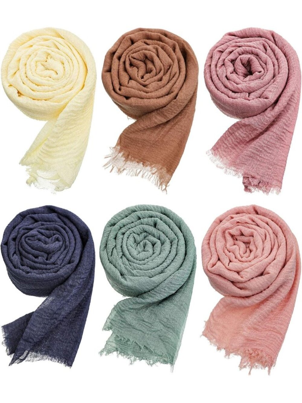 6 Pcs Women's Scarf Set - Stylish Shawls & Hijabs for Versatile Fashion